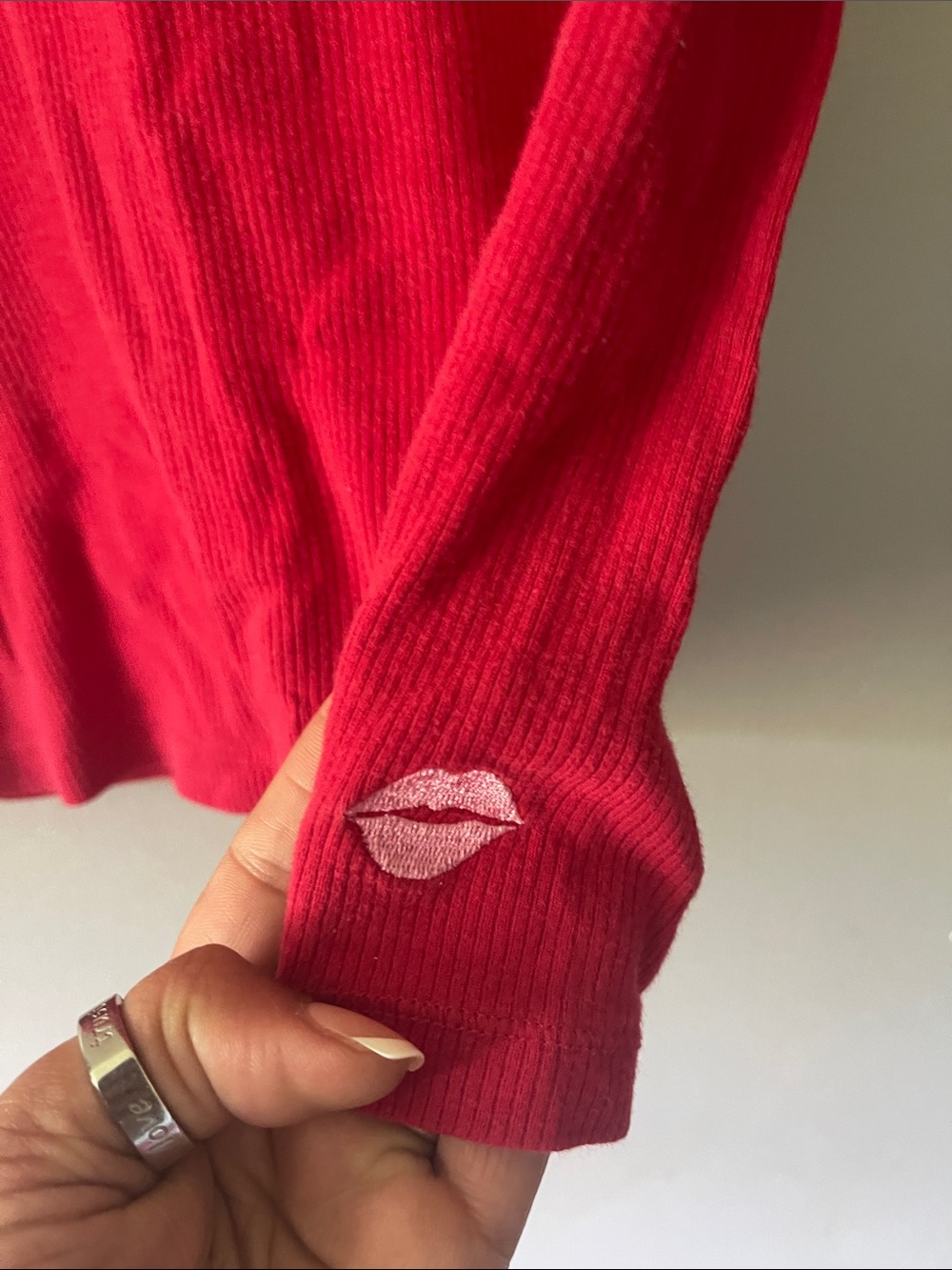 Women's Red Ribbed Racerback Tank Top - Picture 2 of 3